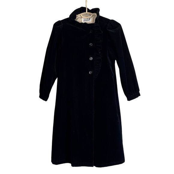 VINTAGE Maharishi MHI Black Victorian Overcoat 12 car coat lady coat ruffle - Picture 1 of 12